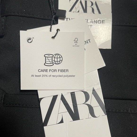 ZARA The Melange Black Pant Slim Bi Stretch Trousers Elegant Formal Size 29 NEW - Picture 12 of 13